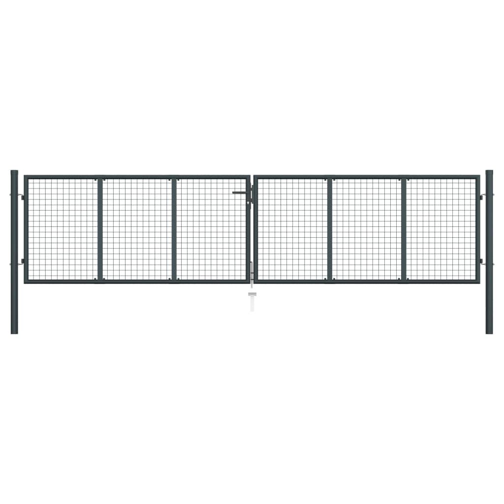 vidaXL Mesh Garden Gate Galvanised Steel 400x125 cm Grey