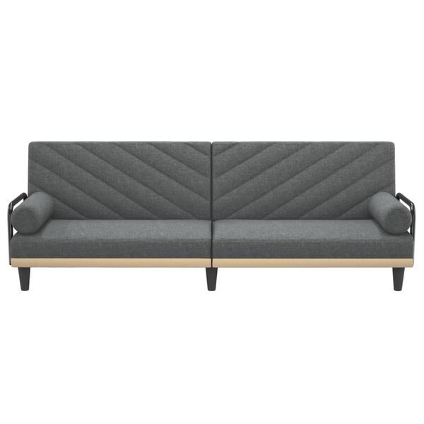 vidaXL Sofa Bed with Armrests Dark Grey Fabric