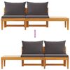 vidaXL Garden Bench with Table Dark Grey Cushions Solid Acacia Wood