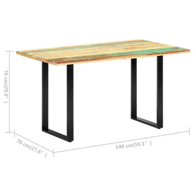 vidaXL Dining Table 140x70x76 cm Solid Reclaimed Wood
