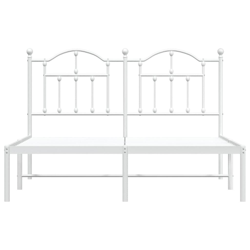 vidaXL Metal Bed Frame without Mattress with Headboard White 135x190cm