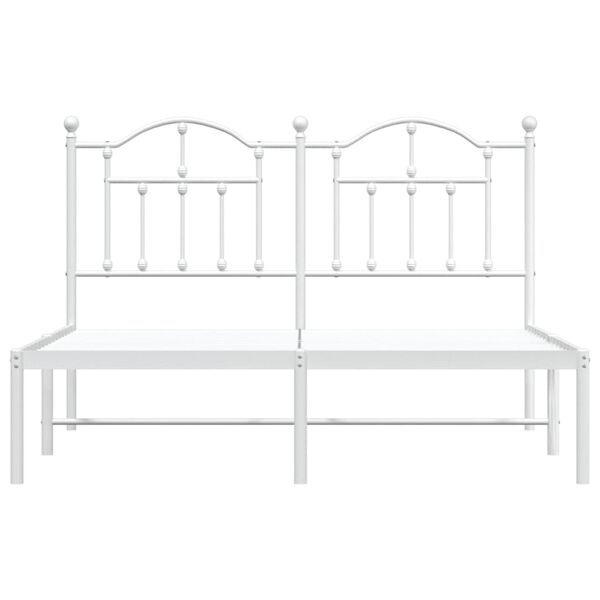 vidaXL Metal Bed Frame without Mattress with Headboard White 135x190cm
