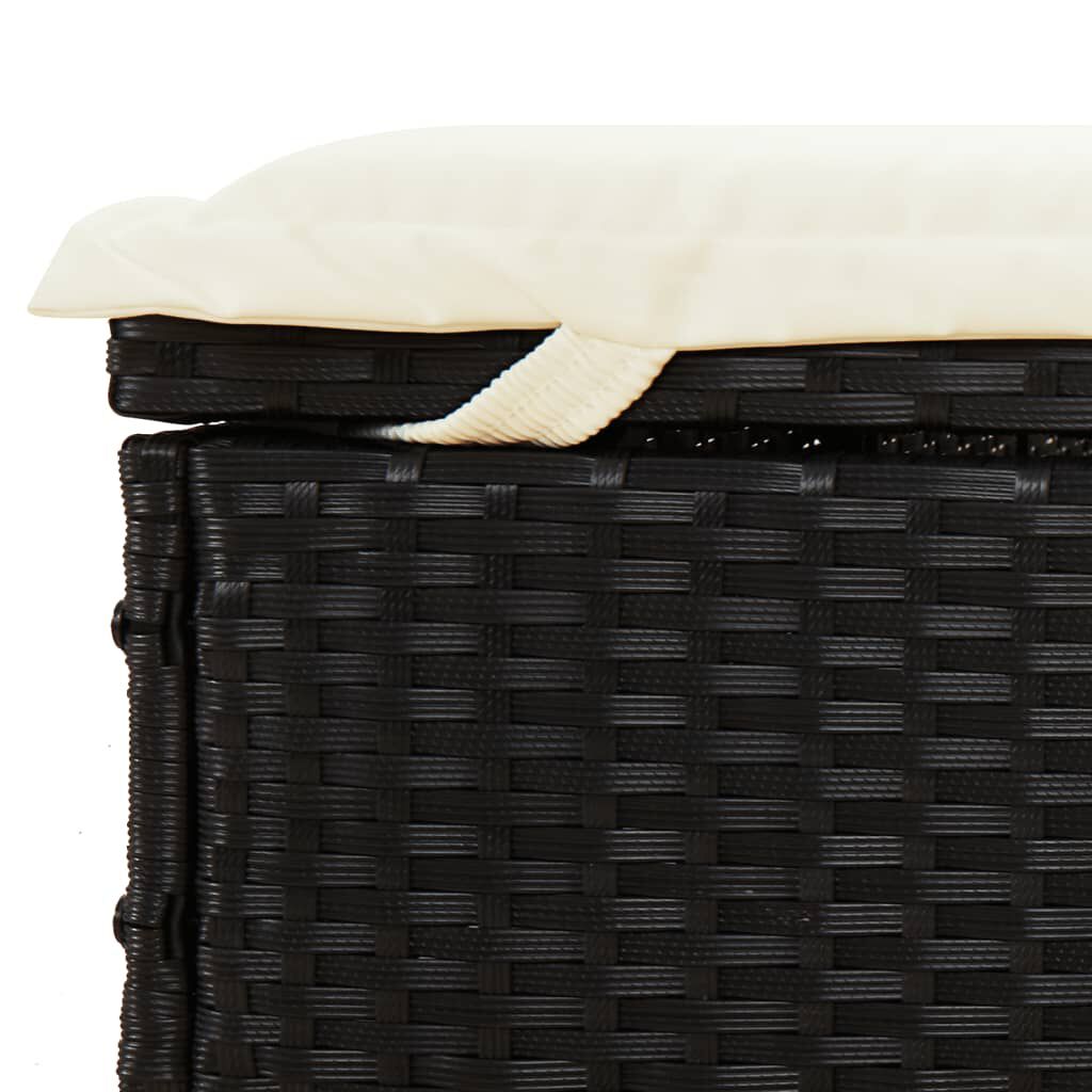 vidaXL 2-Person Sunbed with Foldable Roof Black 213x118x97 cm Poly Rattan