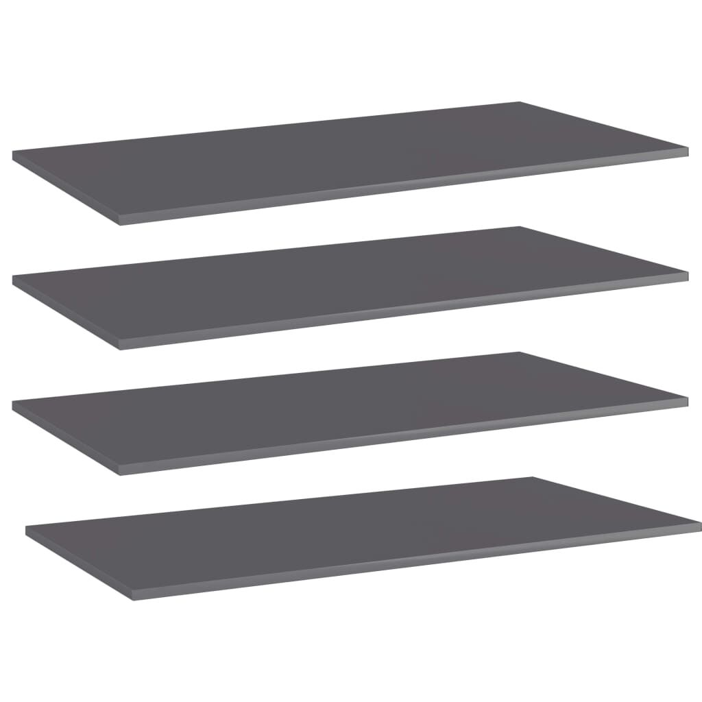 vidaXL Bookshelf Boards 4 pcs High Gloss Grey 100x50x1.5 cm Engineered Wood