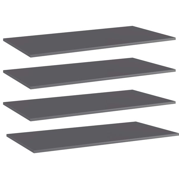 vidaXL Bookshelf Boards 4 pcs High Gloss Grey 100x50x1.5 cm Engineered Wood
