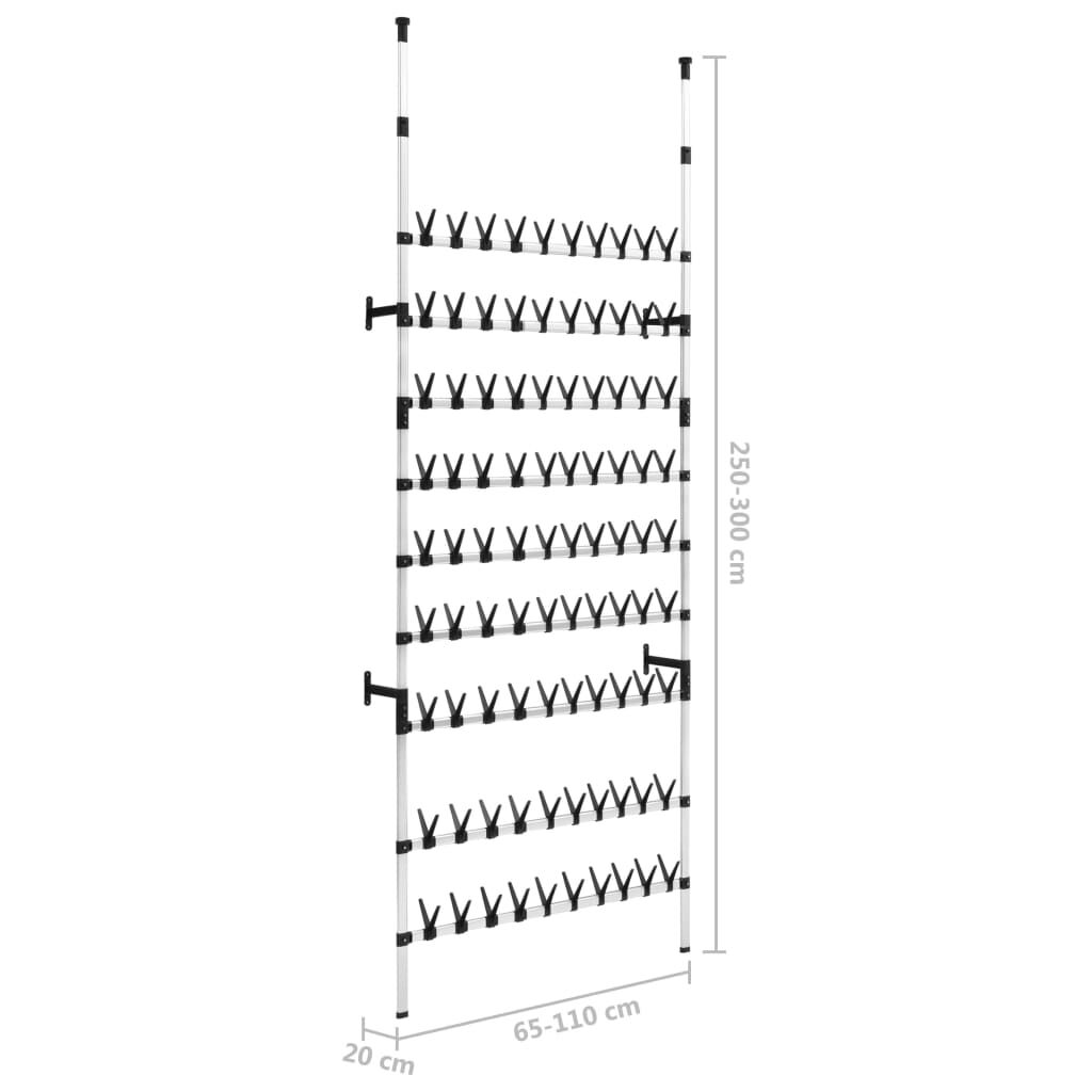 vidaXL Telescopic Shoe Rack with Rods Aluminium
