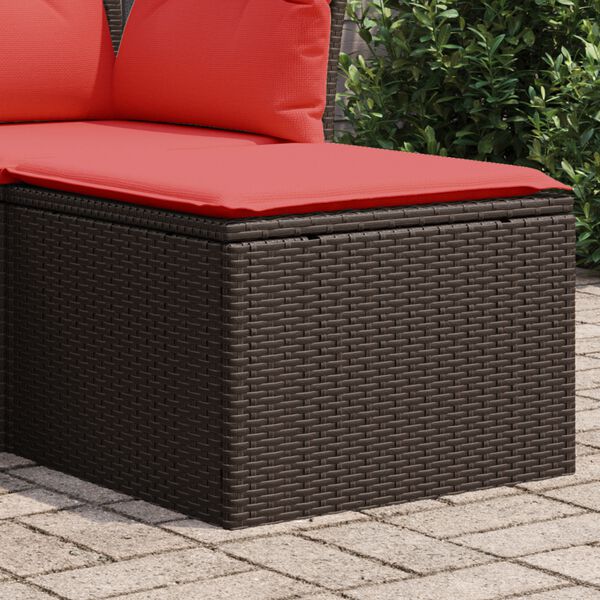 vidaXL Garden Stool with Cushion Brown 55 x 55 x 37 cm Poly Rattan
