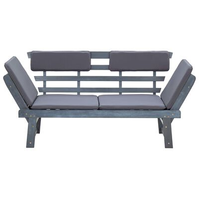 vidaXL Garden Bench with Cushions 2-in-1 190 cm Grey Solid Acacia Wood
