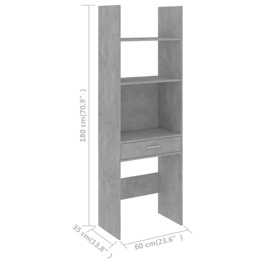 vidaXL Book Cabinet Concrete Grey 60x35x180 cm Engineered Wood