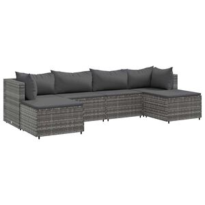 vidaXL 6 Piece Garden Lounge Set with Cushions Grey Poly Rattan