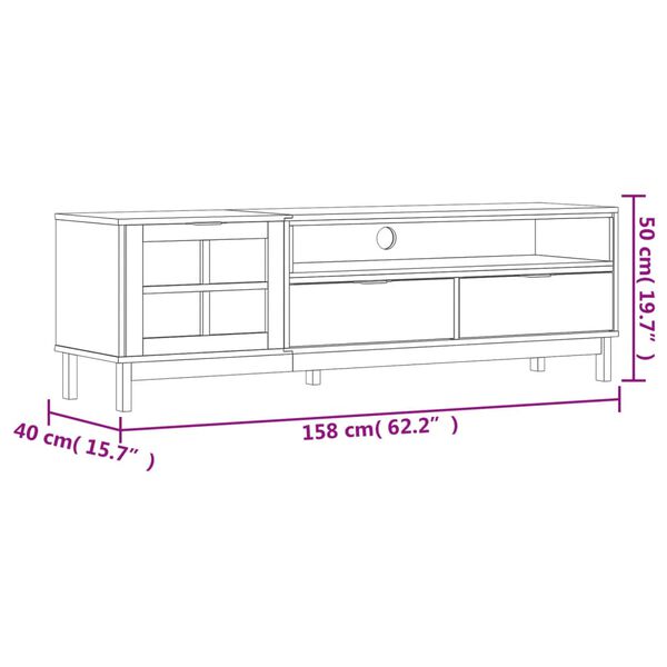 vidaXL TV Cabinet with Glass Door FLAM 158x40x50 cm Solid Wood Pine
