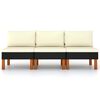 vidaXL Middle Sofas 3 pcs Poly Rattan and Solid Eucalyptus Wood