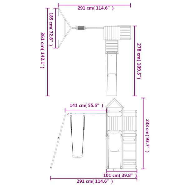 vidaXL Outdoor Playset Solid Wood Pine