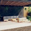 vidaXL 11 Piece Garden Lounge Set with Grey Cushions Pinewood