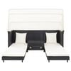 vidaXL Extendable 3-Seater Sofa Bed with Roof Poly Rattan Black