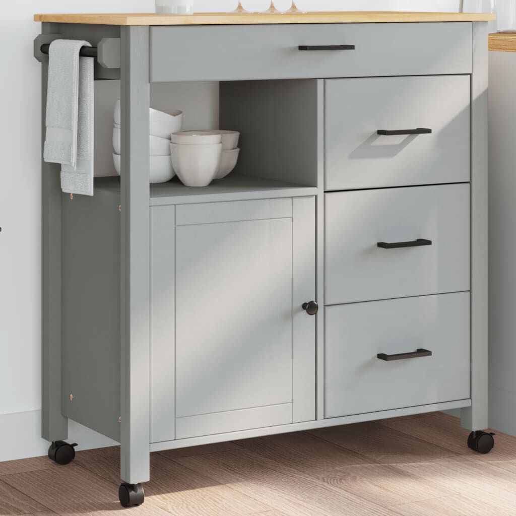 vidaXL Kitchen Trolley MONZA 84x40x90 cm Solid Wood Pine