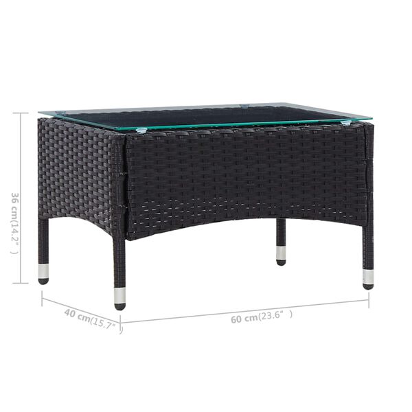 vidaXL 4 Piece Garden Lounge Set with Cushions Poly Rattan Black