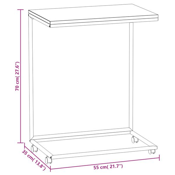 vidaXL Side Table with Wheels Black 55x35x70 cm Engineered Wood