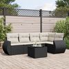 vidaXL 6 Piece Garden Sofa Set with Cushions Black Poly Rattan