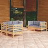 vidaXL 6 Piece Garden Lounge Set with Grey Cushions Solid Pinewood
