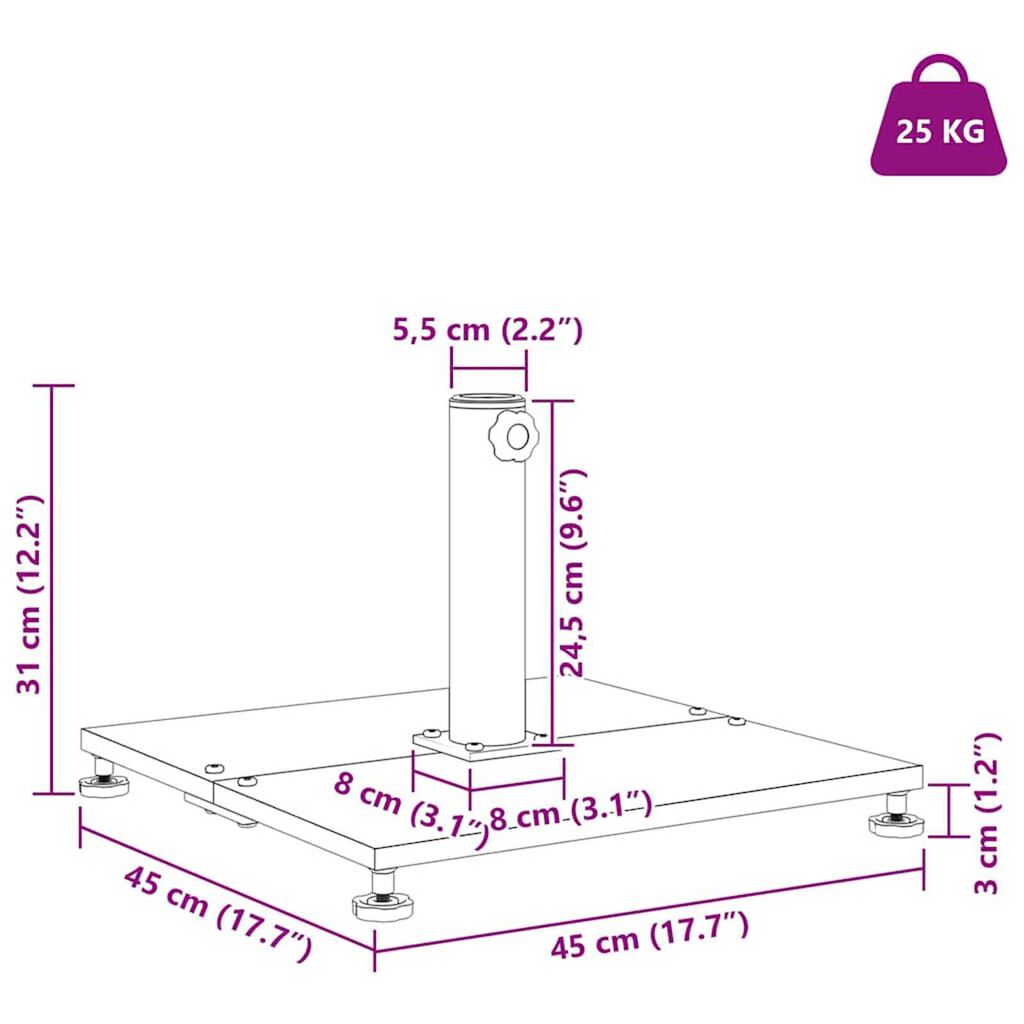 vidaXL Outdoor Umbrella Bases Black 45 x 45 x 31 cm Steel