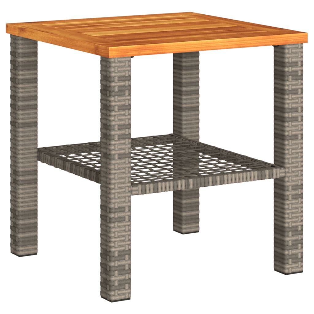 vidaXL 3 Piece Bistro Set with Cushions Grey Poly Rattan Acacia Wood