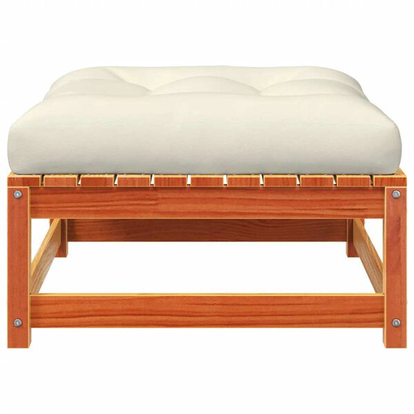 vidaXL Garden Footstool with Cushion Wax Brown Solid Wood Pine
