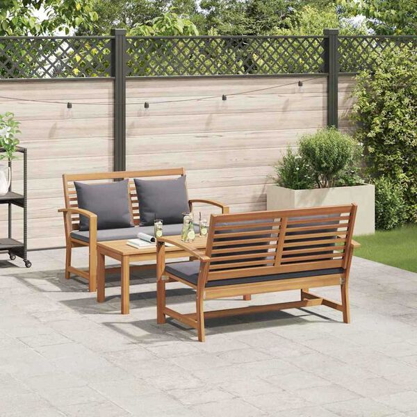 vidaXL Garden Sofa Set 3 pcs Natural Solid teak wood