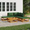 vidaXL 6 Piece Garden Lounge Set with Green Cushions Solid Wood
