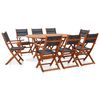 vidaXL 9 Piece Outdoor Dining Set Solid Eucalyptus Wood and Textilene