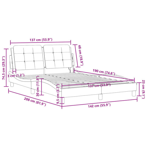 vidaXL Bed Frame without Mattress "Zadar" White 137x190 cm Faux Leather