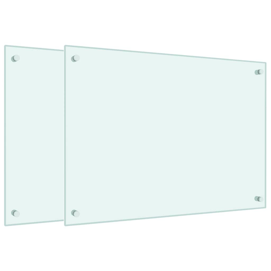 vidaXL Kitchen Backsplashes 2 pcs White 70x50 cm Tempered Glass