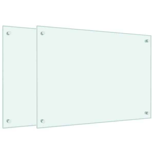 vidaXL Kitchen Backsplashes 2 pcs White 70x50 cm Tempered Glass