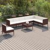 vidaXL 9 Piece Garden Lounge Set with Cushions Poly Rattan Brown