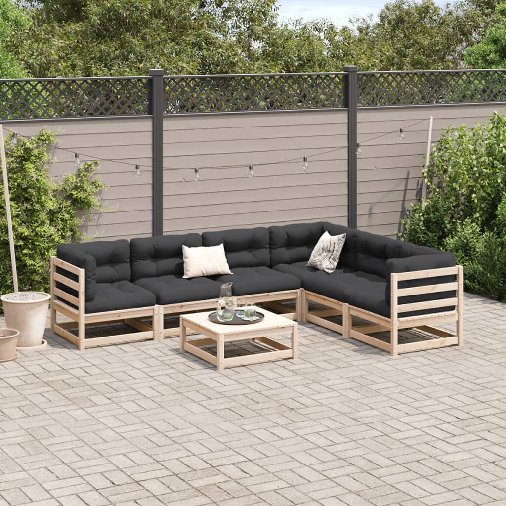 vidaXL 7 Piece Garden Sofa Set with Cushions Solid Wood Pine