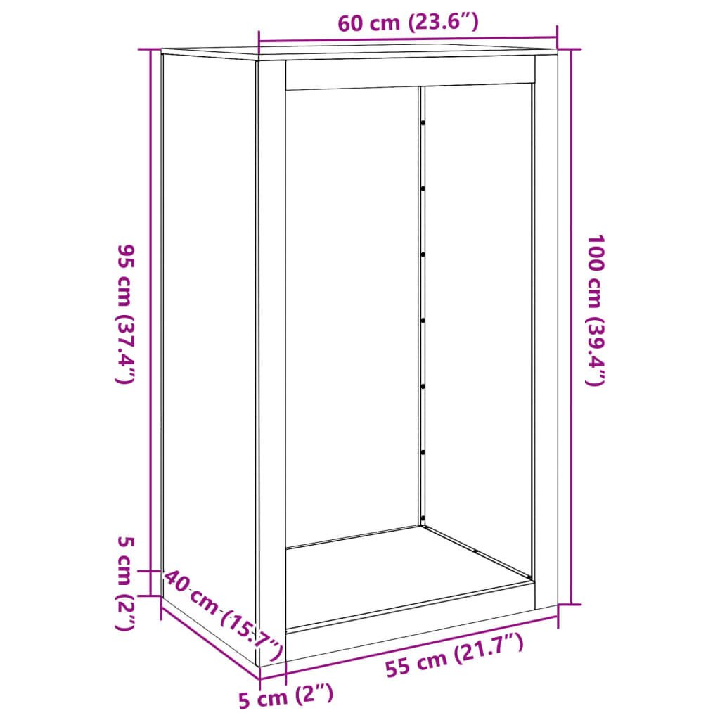 vidaXL Firewood Rack Anthracite 60x40x100 cm Steel