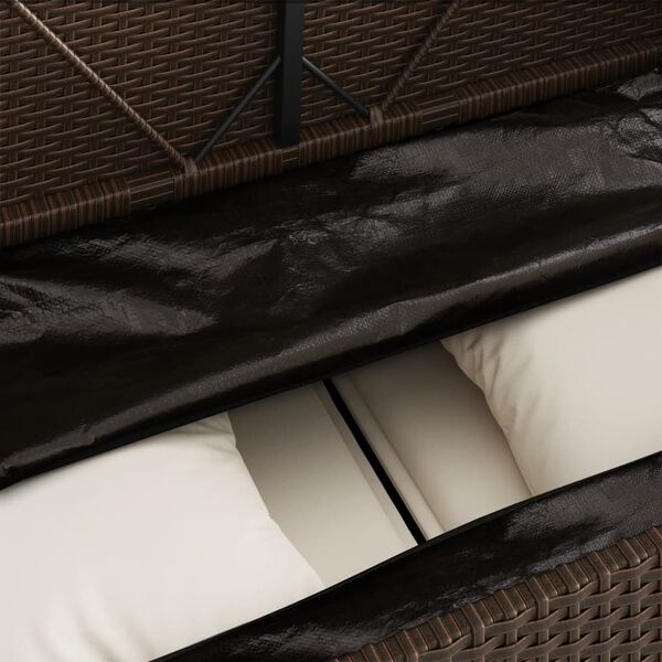 vidaXL Garden Bench with Cushions Brown Poly Rattan
