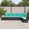 vidaXL Garden Sofa Set 6 pcs Black and Turquoise Poly Rattan