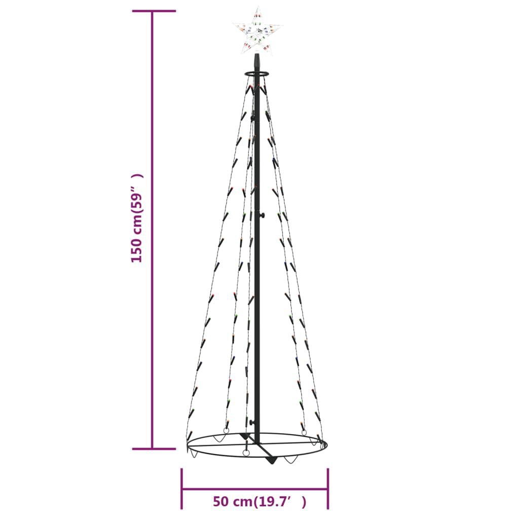 vidaXL Christmas Cone Tree Colourful 84 LEDs Decoration 50x150 cm
