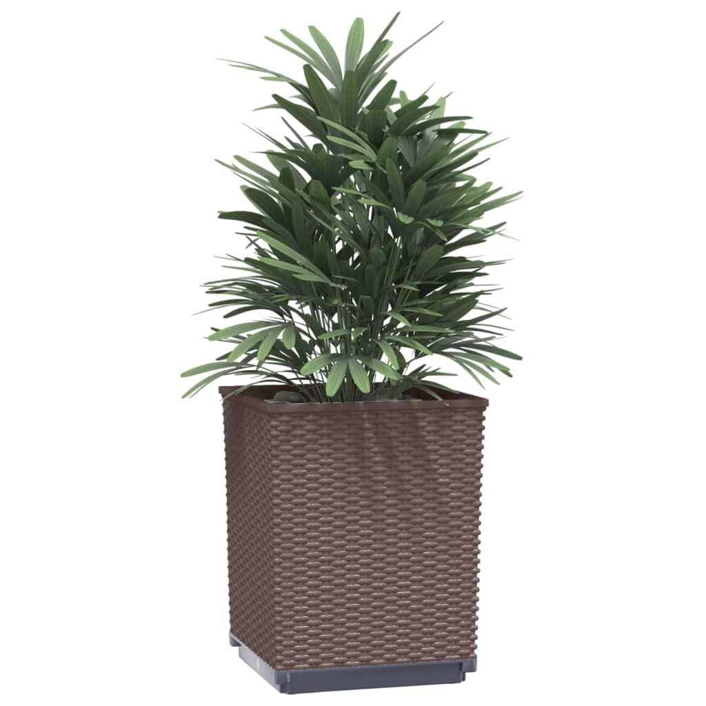 vidaXL Planters 2 pcs Brown 30x30x37 cm Polypropylene
