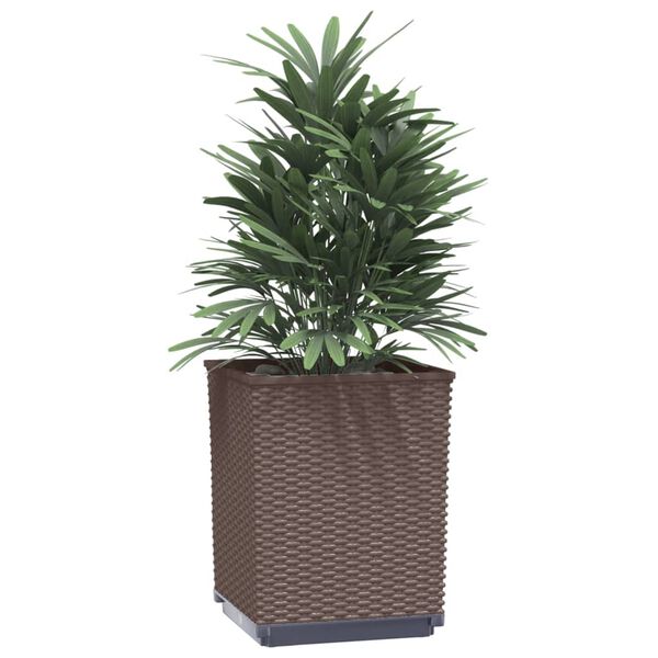 vidaXL Planters 2 pcs Brown 30x30x37 cm Polypropylene