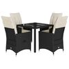 vidaXL 5 Piece Garden Dining Set with Cushions Black Poly Rattan