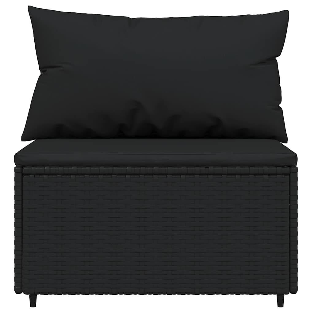vidaXL 4 Piece Garden Lounge Set with Cushions Black Poly Rattan