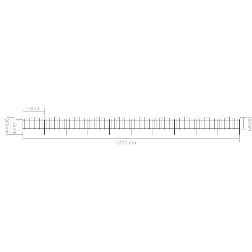 vidaXL Garden Fence with Spear Top Steel
