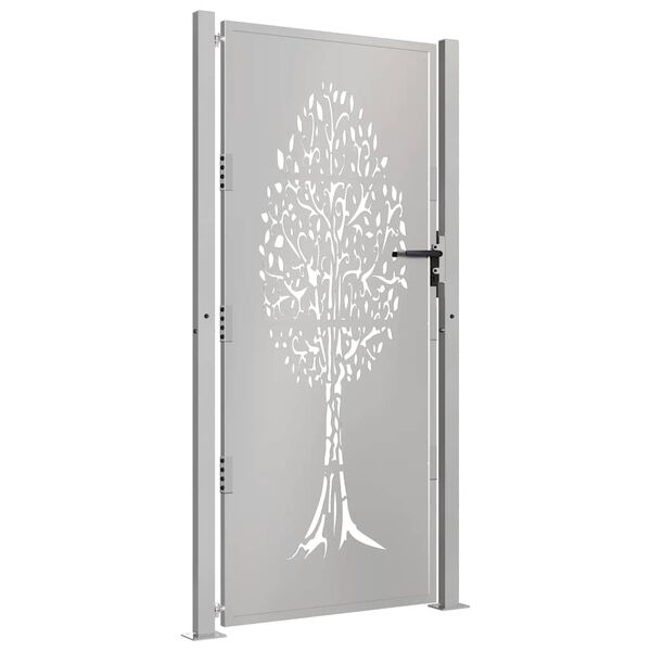 vidaXL Garden Gate 100x200 cm Corten Steel Tree Design