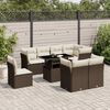 vidaXL 9 Piece Garden Sofa Set with Cushions Brown Poly Rattan