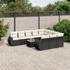 vidaXL 11 Piece Garden Sofa Set with Cushions Black Poly Rattan