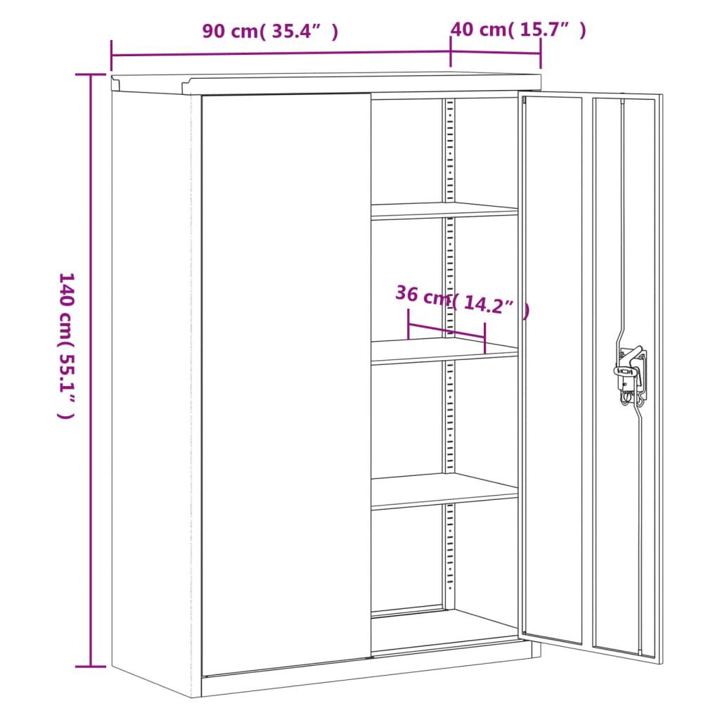 vidaXL File Cabinet Black 90x40x140 cm Steel