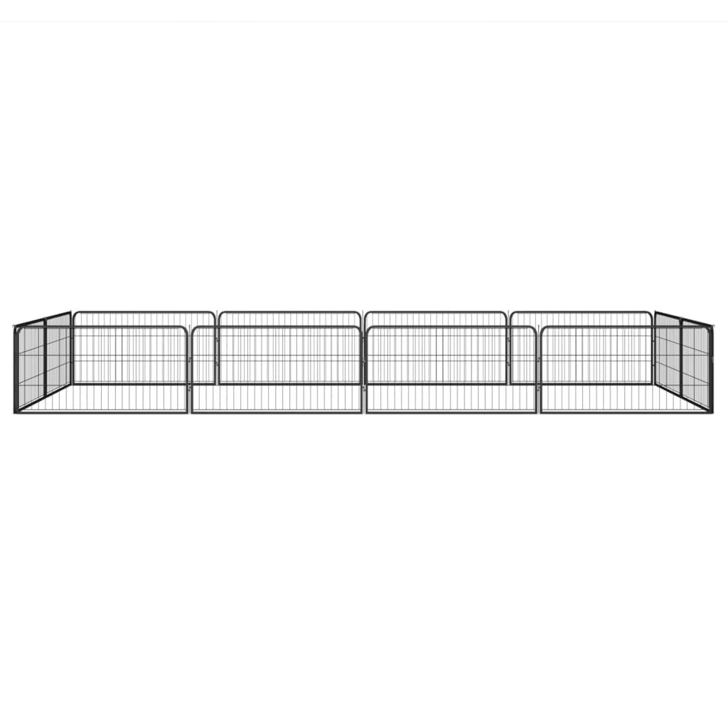 vidaXL 12-Panel Dog Playpen Black 100x50 cm Powder-coated Steel