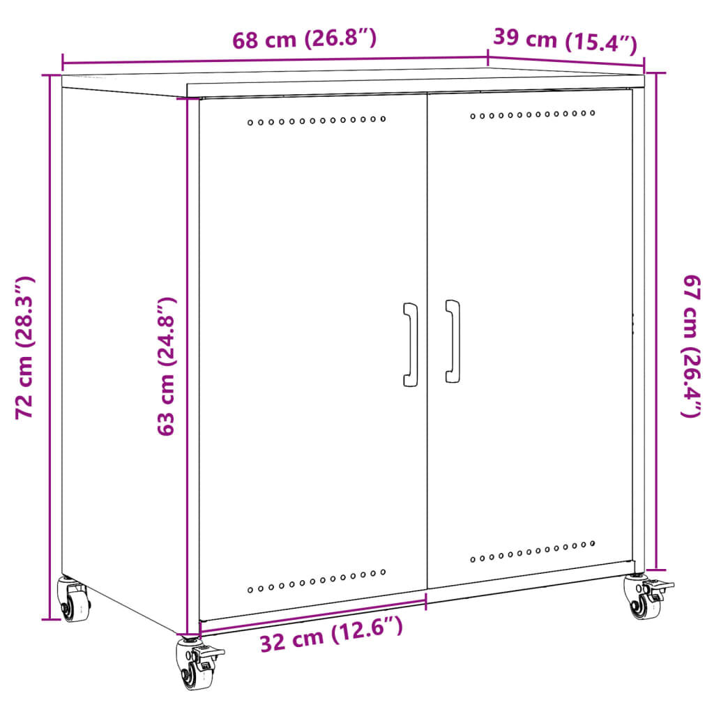 vidaXL Sideboard Black 68.5x39x72 cm Steel